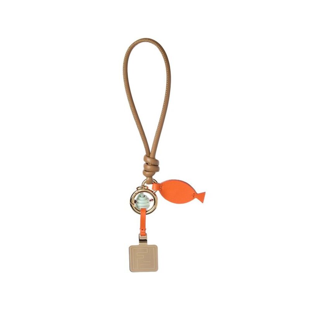 Fendi Steel & Leather Key Charm